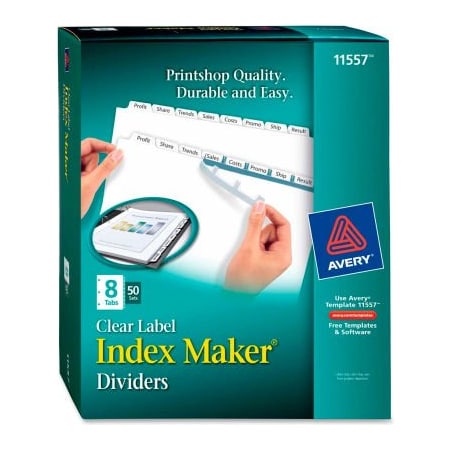 Avery Dennison Avery Index Maker Label Divider, 8.5"x11", 8 Tabs, 25 Sets, White/White 11557